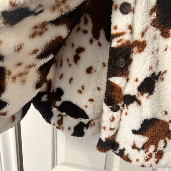 Brown and White Jean Jacket with Cow Print - Picture 4 of 6